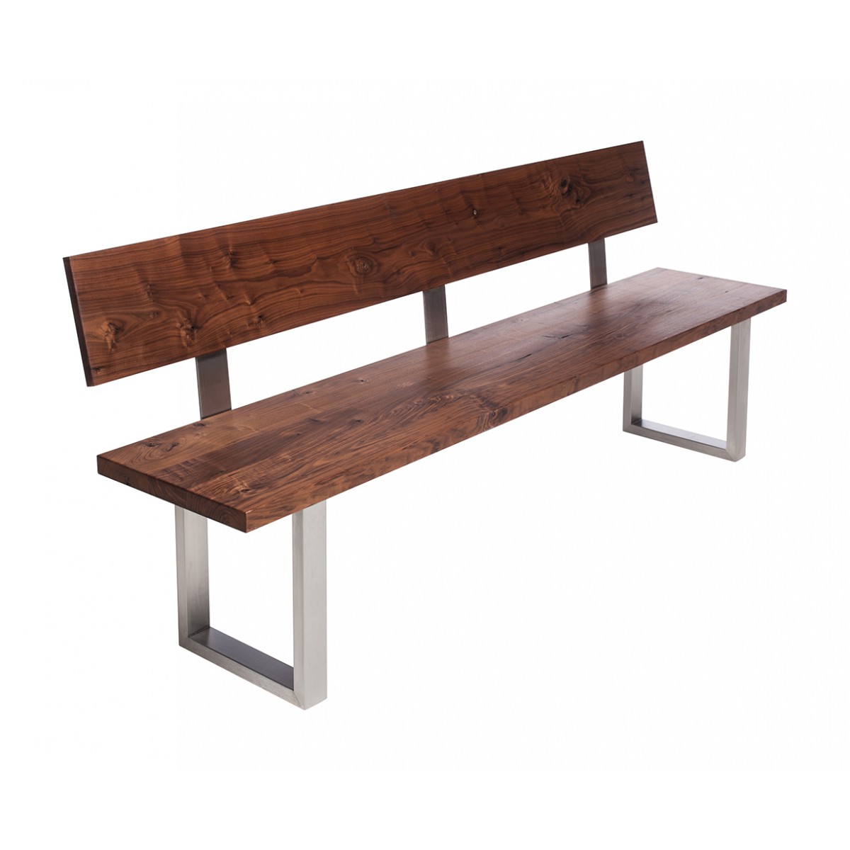 Fargo Walnut Bench with Back with U-shape leg 3x6cm