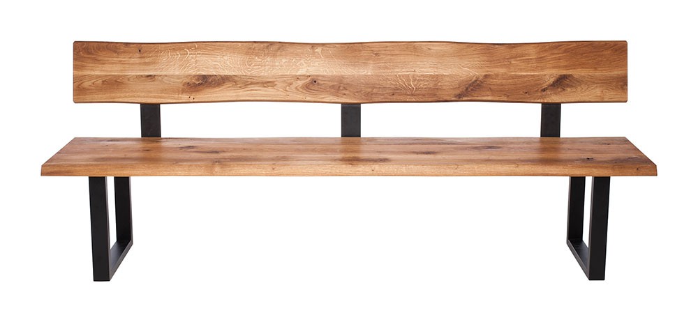 Fargo Oak Bench with Back with U-shape leg 3x6cm