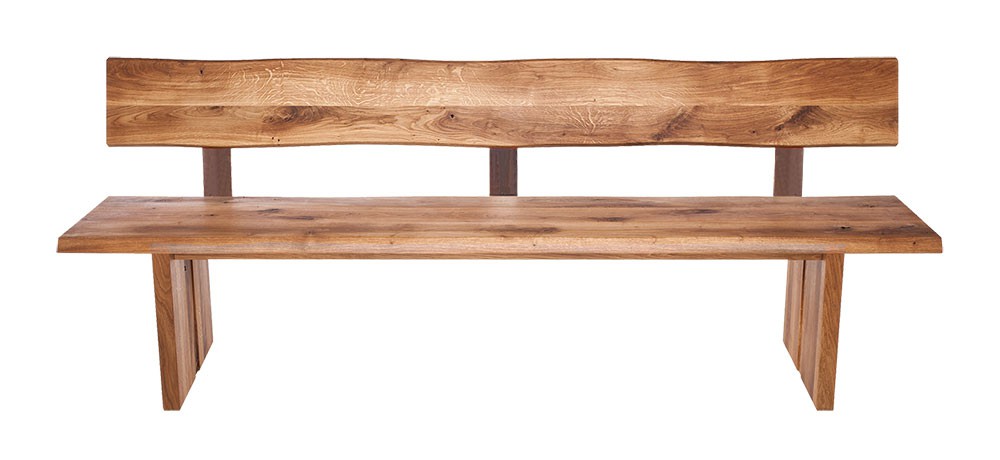 Fargo Oak Bench with Back with Full Wooden Leg