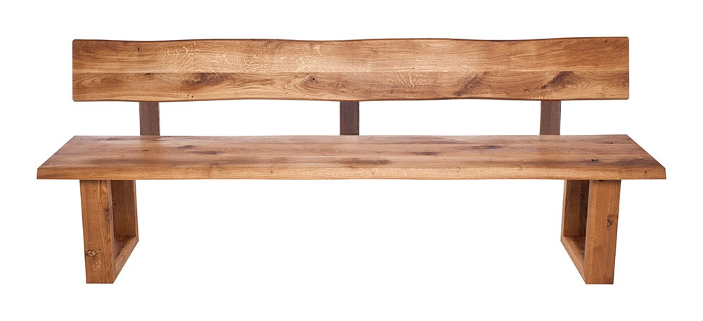 Fargo Oak Bench with Back with U-shape wooden leg 4x10cm