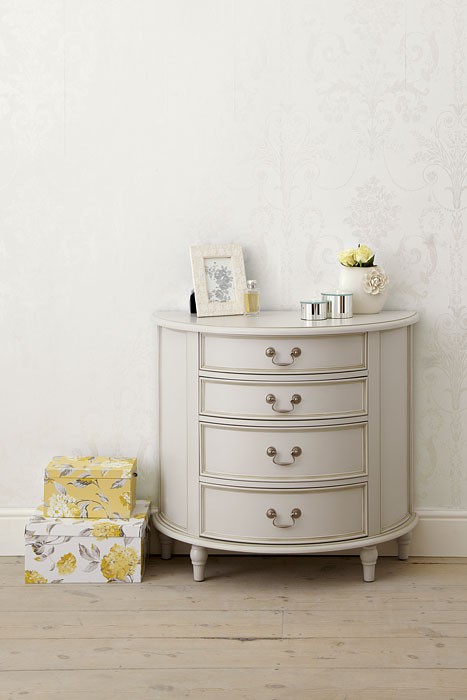 Clifton Dove Grey 4 Drawer Half Moon Chest