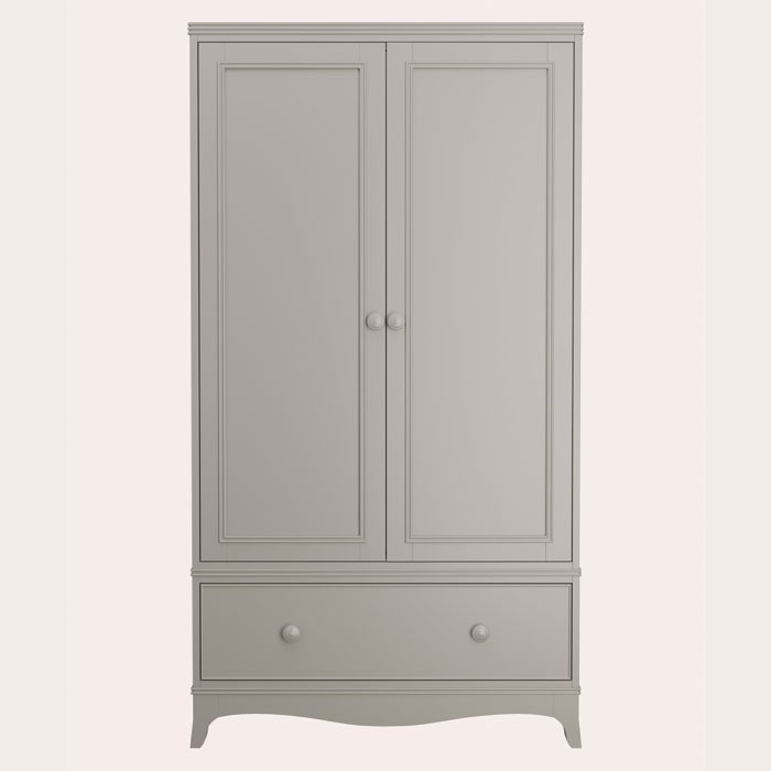 Broughton Pale French Grey 2 Door 1 Drawer Wardrobe