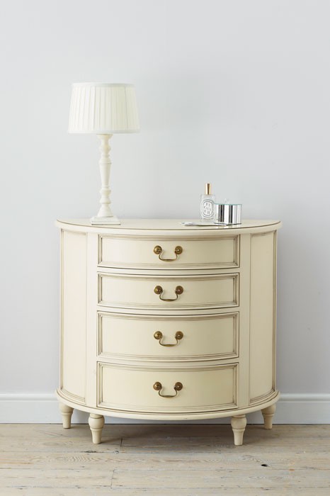 Clifton Ivory 4 Drawer Half Moon Chest