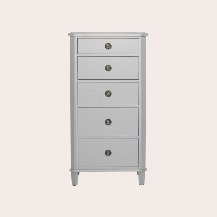 Henshaw Pale Steel 5 Drawer Tall Chest