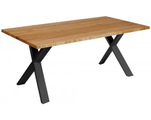 Fargo Oak Dining Table With X Shape Metal Leg
