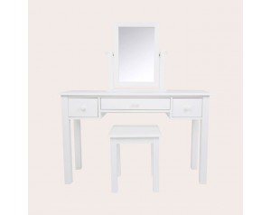 Ashwell Cotton White 3 Drawer Dressing Table & Stool Set