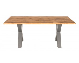 Fargo Oak Dining Table with X-Shape Chunky Metal Leg 10x10 cm