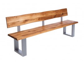 Fargo Oak Bench with Back with U-shape leg 4x10cm