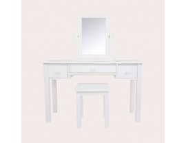 Ashwell Cotton White 3 Drawer Dressing Table & Stool Set