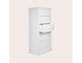 Ashwell Cotton White 5 Drawer Tall Chest
