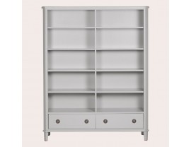 Henshaw Pale Steel 2 Drawer Double Bookcase