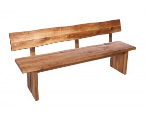 Fargo Oak Bench with Back with Full Wooden Leg